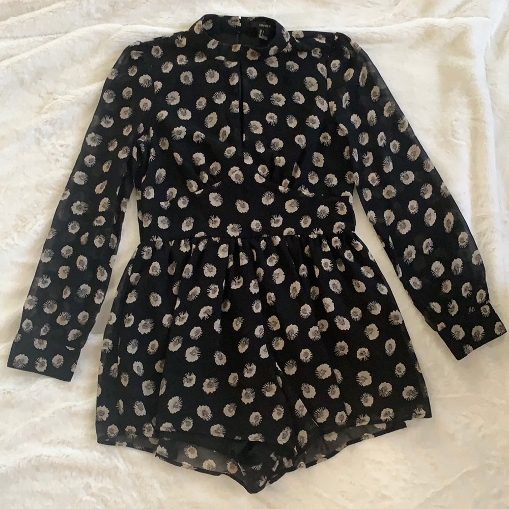[F21] Romper Flower Print Dress